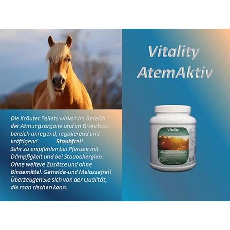 Barbara Seitz Vitality AtemAktiv Pellets, Kräutermischung für Pferde, staubfrei, Bronchialkräuter, beruhigt die Atemwege, fördert das Abhusten, (900 g) – Bild 4