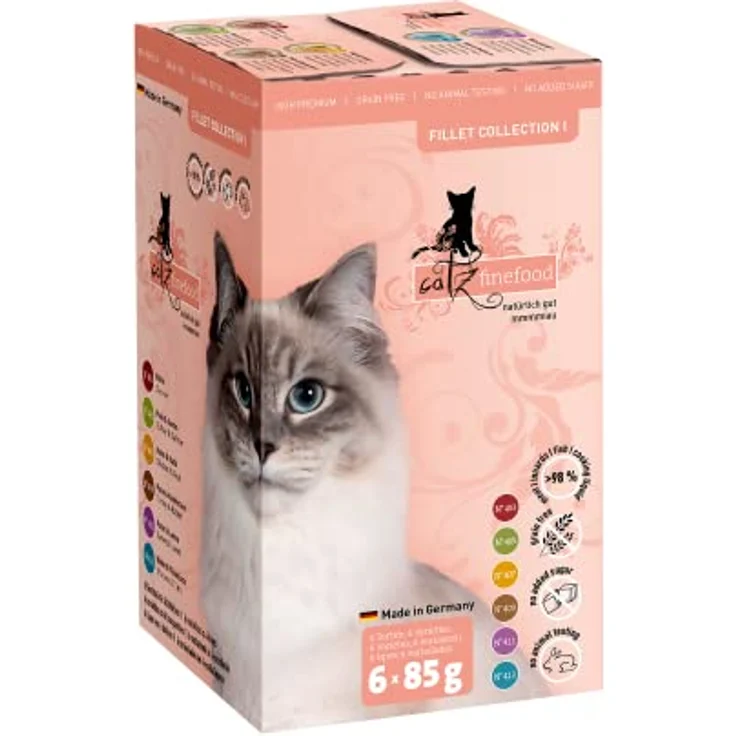 Catz Finefood Fillets Collection I Adult in Gelee, Nassfutter für Katzen, 6x85 g, mit feinstem Filetfleisch, getreidefrei, made in Germany – Bild 3