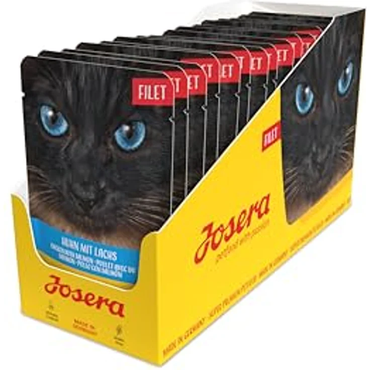 Josera Filet Huhn mit Lachs, Premium Nassfutter für Katzen, 40% Hühnerfilet, getreidefrei, 16 x 70 g Frischebeutel – Bild 1