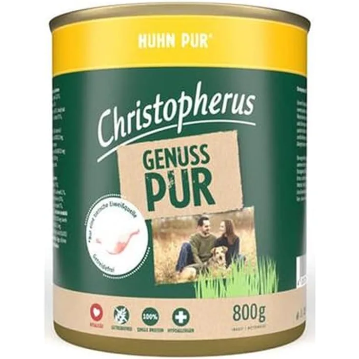 Allco Christopherus Pur Huhn, Hunde-Nassfutter mit 70% Huhn, 6x800g