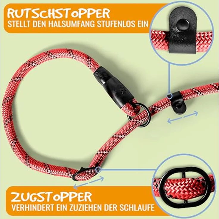 rootsnoot Retrieverleine Moxonleine, 190 cm lang und 1,2 cm stark, für Hunde ab 15 kg, stabile Schlupfleine aus robustem Material – Bild 2