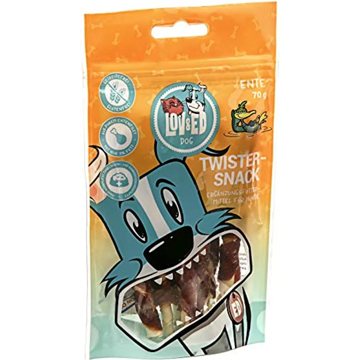 Lov&Ed Hundesnack Twister, 100% Entenfilet, 70 g – Zahnpflege und Belohnung für Hunde