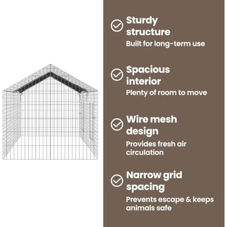 vidaXL Hasenkäfig Silber 400 x 78 x 78 cm, verzinkter Stahl, wetterfest, modernes Design, ideal für Garten und Terrasse – Bild 5