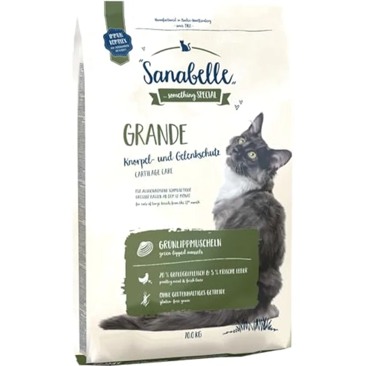 Sanabelle Grande, Katzentrockenfutter für große Rassen, 20% frisches Geflügelfleisch, 4 x 2 kg