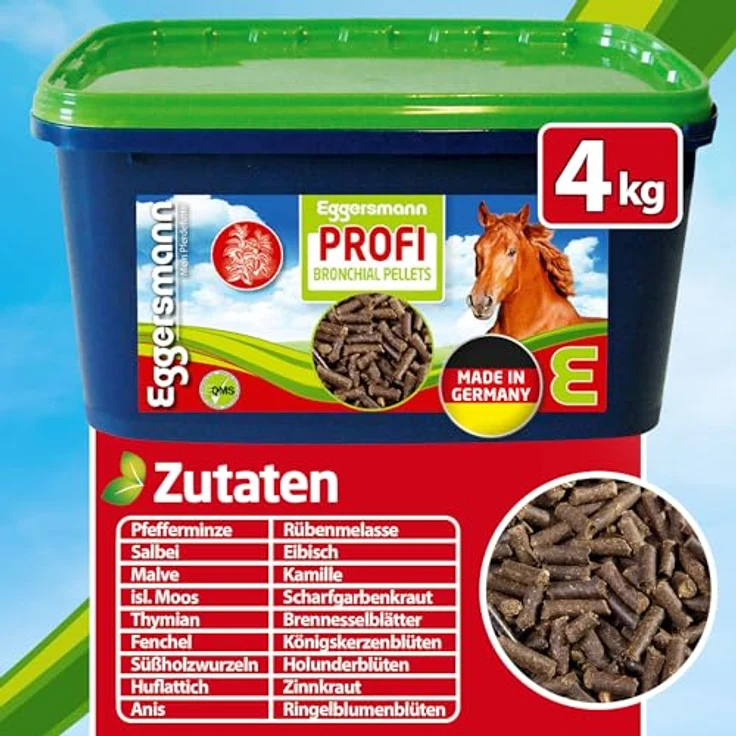 Eggersmann Mein Pferdefutter Profi Bronchial Pellets, 4 kg Ergänzungsfuttermittel mit Kräutermischung, Vitaminen & Mineralstoffen, für staubempfindliche Pferde – Bild 5