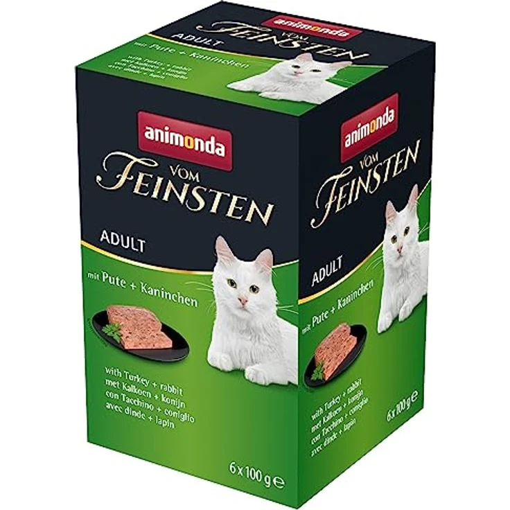 animonda vom Feinsten Katzenfutter nass mit Pute + Kaninchen, getreidefreies Futter ohne Zucker, 6 x 100g, hoher Fleischanteil, enthält Taurin – Bild 1