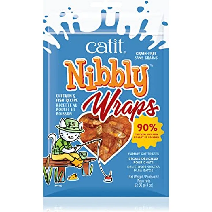 Catit Nibbly Wraps, Fisch mit Hühnerbrustfilet umwickelt, kalorienarm und getreidefrei, 30g (1er Pack)