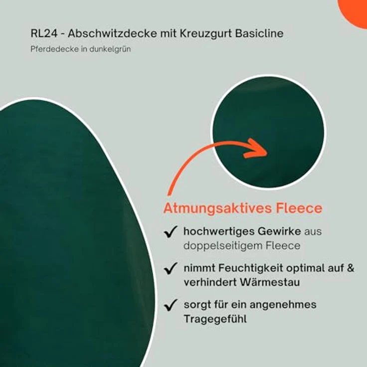 RL24 Abschwitzdecke BASICLINE, atmungsaktiv mit Kreuzgurt, dunkelgrün, 155cm – Bild 3