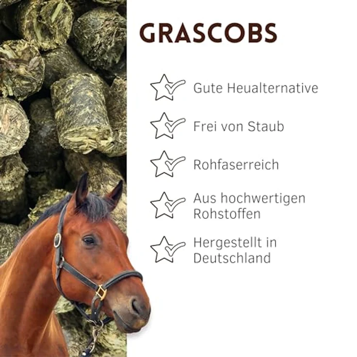 Supravit Grascobs Pferd 20kg, natürliche Graspellets als Heuersatz, hochenergetische Wiesencobs zur Verdauungs- und Vitalitätsverbesserung, staubfrei und ohne Einweichen verfütterbar – Bild 2