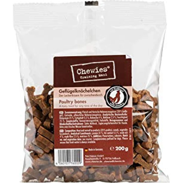 Chewies Goodies 200 g, Sparpaket Geflügel, 4 x 200 g mit hohem Fleischanteil, halb-feuchte Hundesnacks für Training und Belohnung – Bild 1