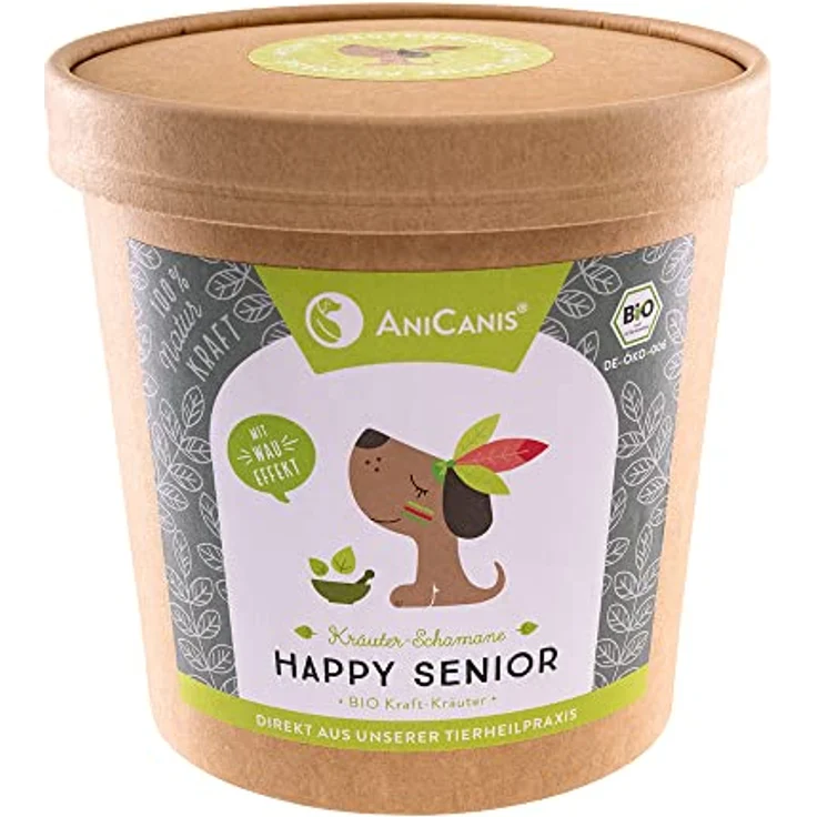 AniCanis Bio Kräutermix Happy Senior, Futterzusatz für alte Hunde zur Unterstützung von Vitalität und Immunsystem, 100g – Bild 1