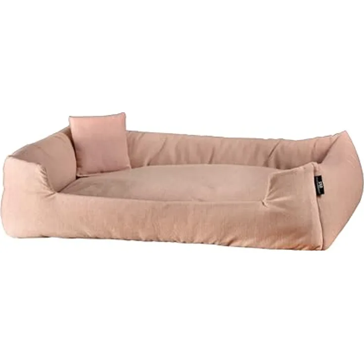 Rohrschneider Kuschelsofa für Hunde, recycelter Polsterstoff, Grau oder Rosa, L: 90x65x22cm, abnehmbarer Bezug, mit Innenkissen und Dekokissen, Antirutsch-Unterseite