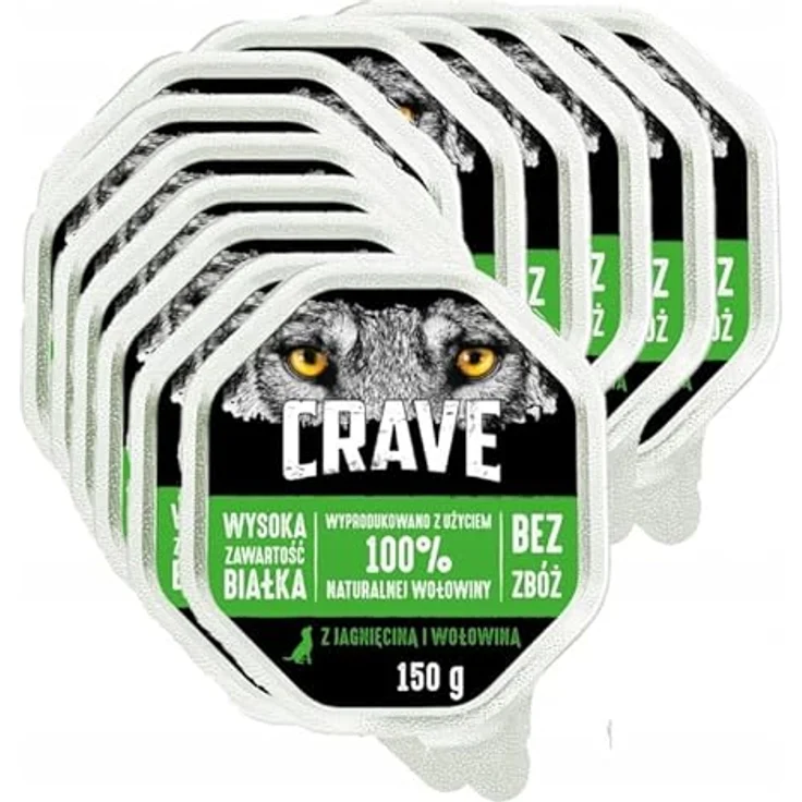 CRAVE Adult Hundenassfutter Pastete mit Lamm & Rind, 28 Schalen (28x150g) – Premium Hundefutter mit hohem Proteingehalt, getreidefrei und 100% natürliche Zutaten – Bild 1