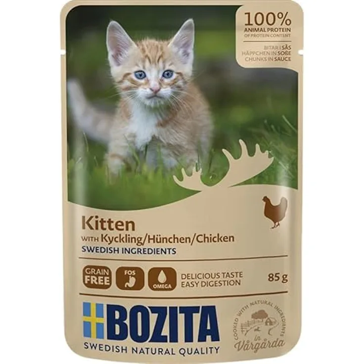 Bozita Häppchen in Soße Hühnchen, Katzen-Nassfutter für Kitten, 12x 85g
