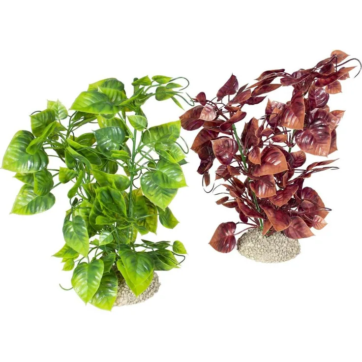 EBI Aqua Della Anubias Nana Set L, Kunstpflanze für Aquarien-Dekoration, flexibel und wasserunbedenklich