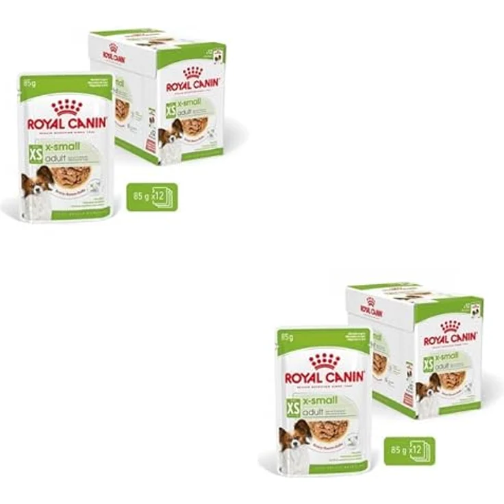 ROYAL CANIN X-Small Adult Häppchen in Soße, Feuchtnahrung für kleine Hunde, Doppelpack 2 x 12 x 85 g, ab 10 Monate, nährstoffreich im Pouchbeutel – Bild 1