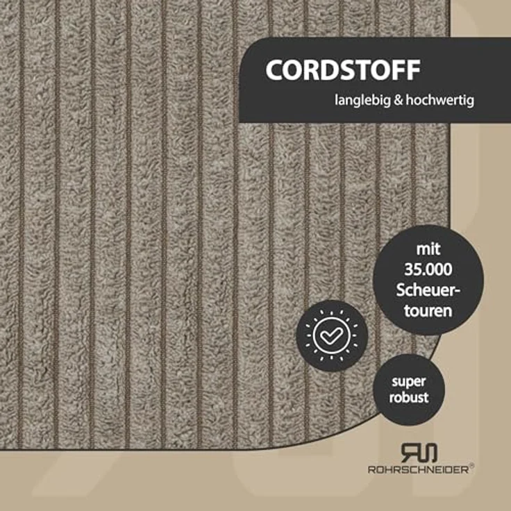 Rohrschneider Katzen Fensterliege, selbstwärmende Katzendecke aus Cordstoff, waschbar, rutschfeste Unterlage, Größe 1 (60 x 29 cm), Taupe, Made in EU – Bild 4
