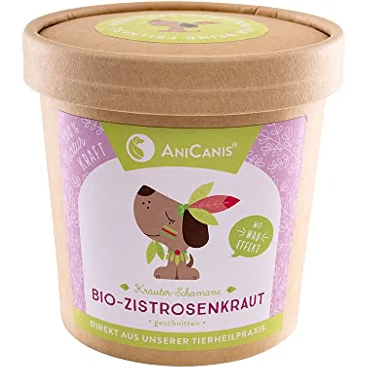 AniCanis Bio Zistrose, Zistrosenkraut-Pulver für Hunde & Katzen zur Unterstützung von Magen, Darm, Immunsystem & Zecken, 50g, 100% vegan, Bio Qualität