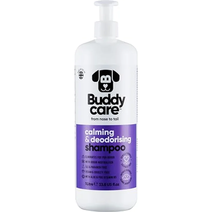 Buddycare Beruhigendes & desodorierendes Hundeshampoo, Lavendelduft mit Aloe Vera und Pro-Vitamin B5, 1L – Bild 1