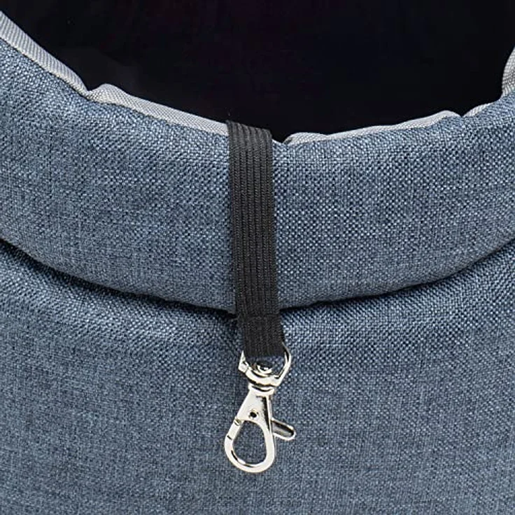 BOUTIQUE ZOO Transporttasche für Hunde und Katzen, Schultertasche mit Gummiband und Karabiner, bis 15 kg, Größe L, Denim-Imitat, mit abnehmbaren Schultergurt und Halteleine – Bild 5