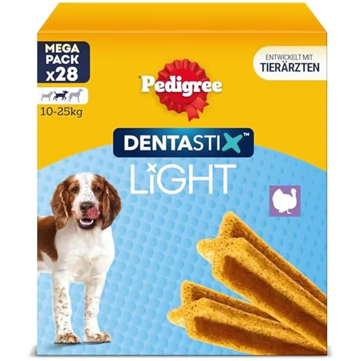 Pedigree Dentastix Light, Zahnpflege Snack für mittelgroße Hunde (10 - 25 kg), kalorienreduziert, mit natürlichem Truthahn, Multipack (168 Stück) – Bild 1