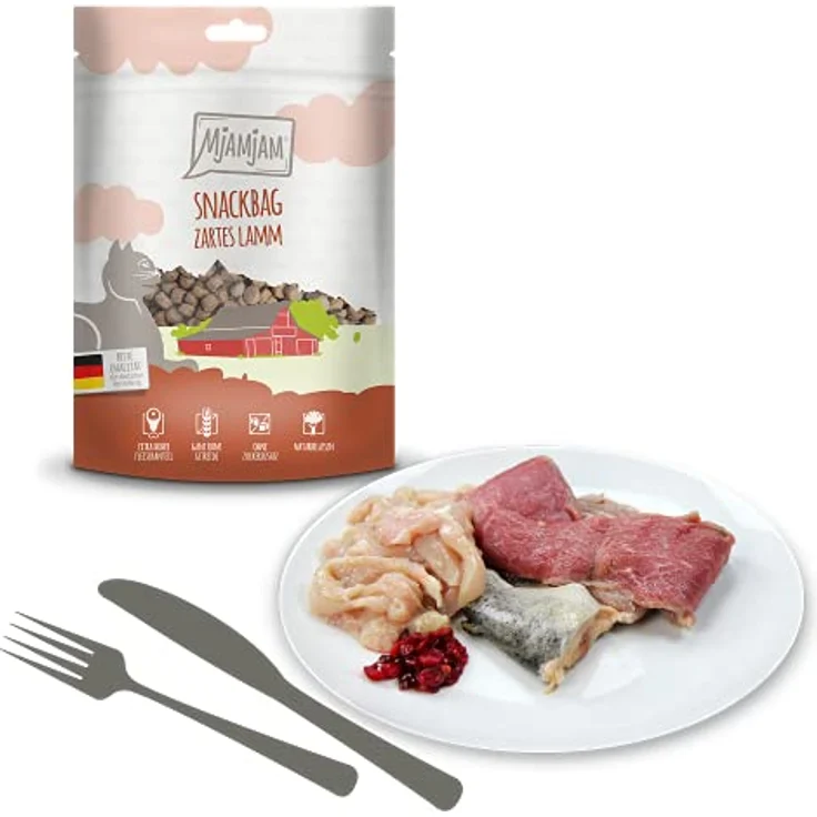 MjAMjAM Premium Katzensnack Snackbag, zartes Lamm, naturbelassen ohne synthetische Konservierungsstoffe, 1 x 125 g – Bild 2