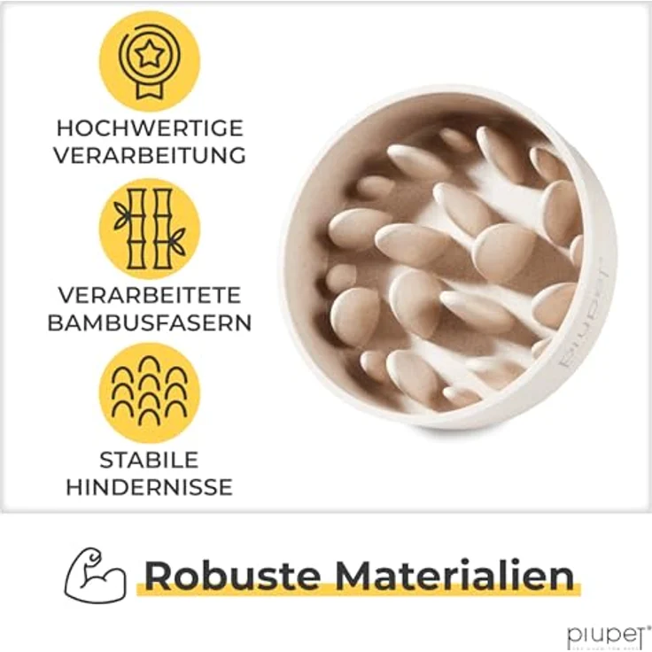 PiuPet® Antischlingnapf 0,4L, Spülmaschinenfest, Rutschfester Slow Feeder für große Hunde, Beige – Bild 5