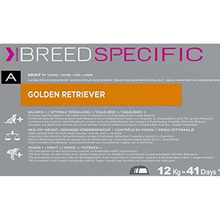 Eukanuba Breed Specific Golden Retriever Trockenfutter, rassespezifisches Premium Hundefutter mit Huhn, 12 kg, unterstützt gesunde Haut und Muskulatur – Bild 4