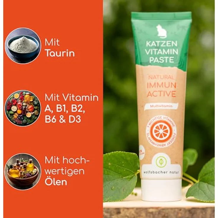 Wolfsbacher Vitaminpaste für Katzen, Multivitamin Paste mit 7 Vitaminen & Taurin, stärkt das Immunsystem, 100g – Bild 4