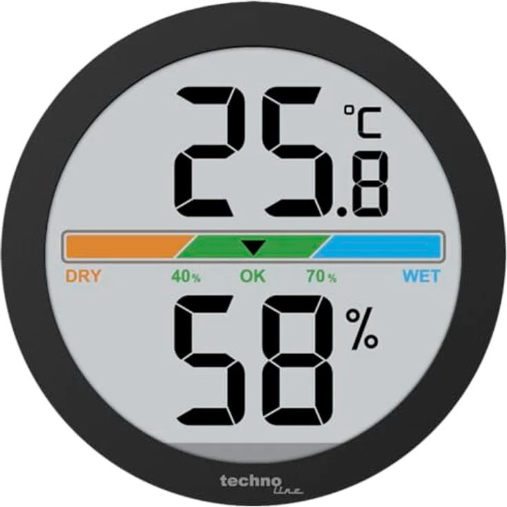 Technoline WS9418 Mini Thermo-Hygrometer, Raumklimastation mit Temperatur- und Luftfeuchtigkeitsmessung, farbiger Raumkomfortanzeige, 6cm, inkl. CR2032 Batterie – Bild 2