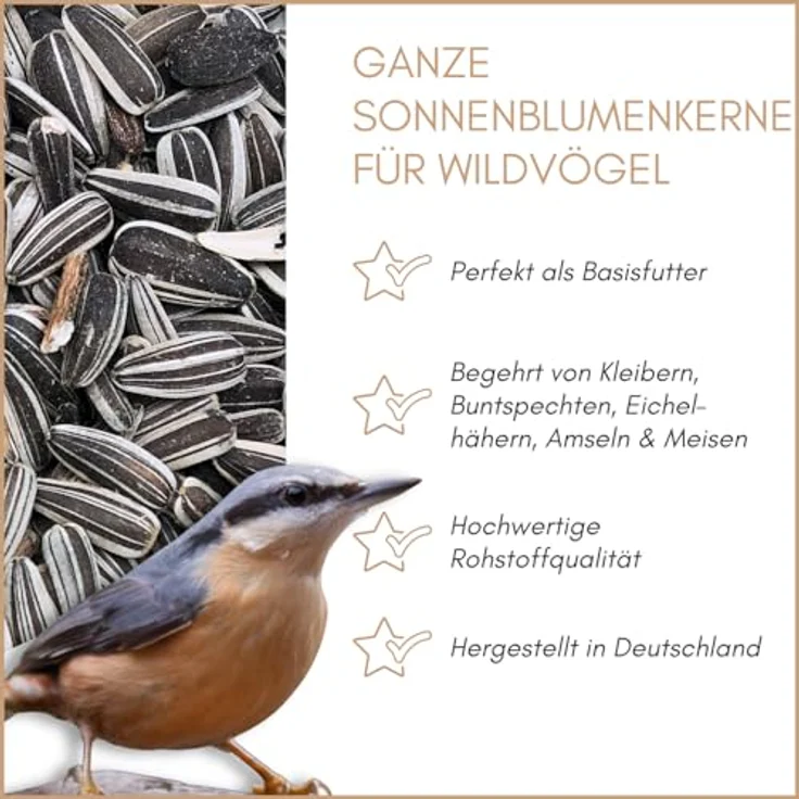 Supravit Sonnenblumenkerne gestreift 25kg, ungeschälte Premium Vogelfutter für Gartenvögel – energiereiche Ganzjahresfütterung, naturbelassen und nährstoffreich – Bild 2