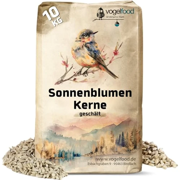 Vogelfood Sonnenblumenkerne geschält, 10 kg Nahrungsquelle für Wildvögel, reich an Fetten und Proteinen – Bild 1