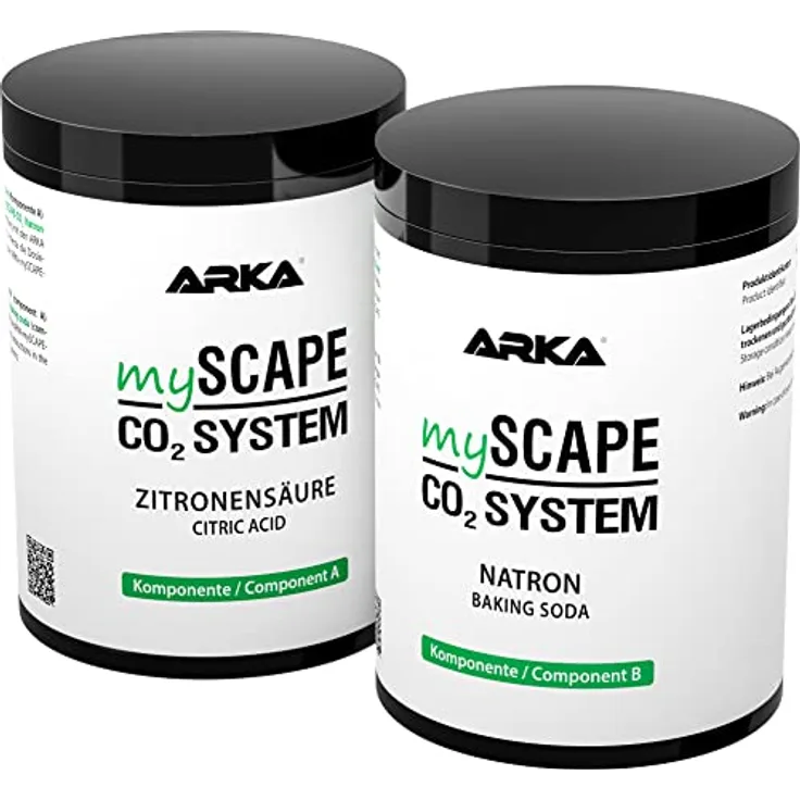 ARKA CO2 Refill Aquarium 2 x 600 g – Nachfüllset mit Zitronensäure & Natron für wiederbefüllbare CO2 Düngesysteme – ideal für Aquascaping und Pflanzenaquarien