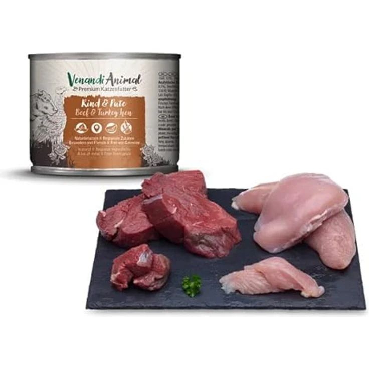 Venandi Premium Nassfutter für Katzen - Rind & Pute, getreidefrei mit extra viel Fleisch, 6 x 200g (6er Pack) – Bild 3