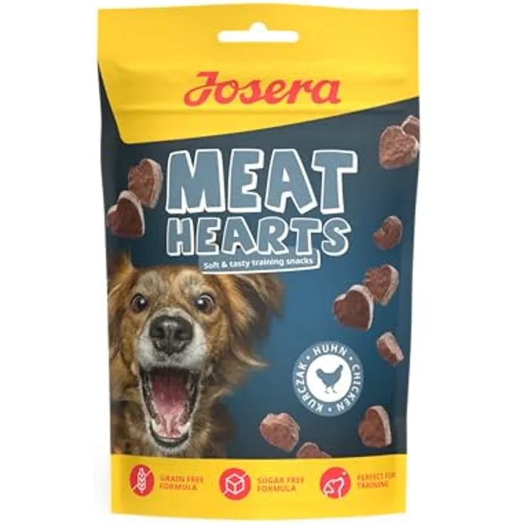 Josera Meat Hearts Chicken, weicher Hundesnack mit Huhn in Herzform, 70g