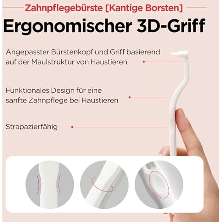 JAYU PET Zahnpflegebürste, 3 Stück - Mikro-Rundkopf mit diagonalen Borsten für Katzen und kleine Hunde, ergonomischer Griff – Bild 4
