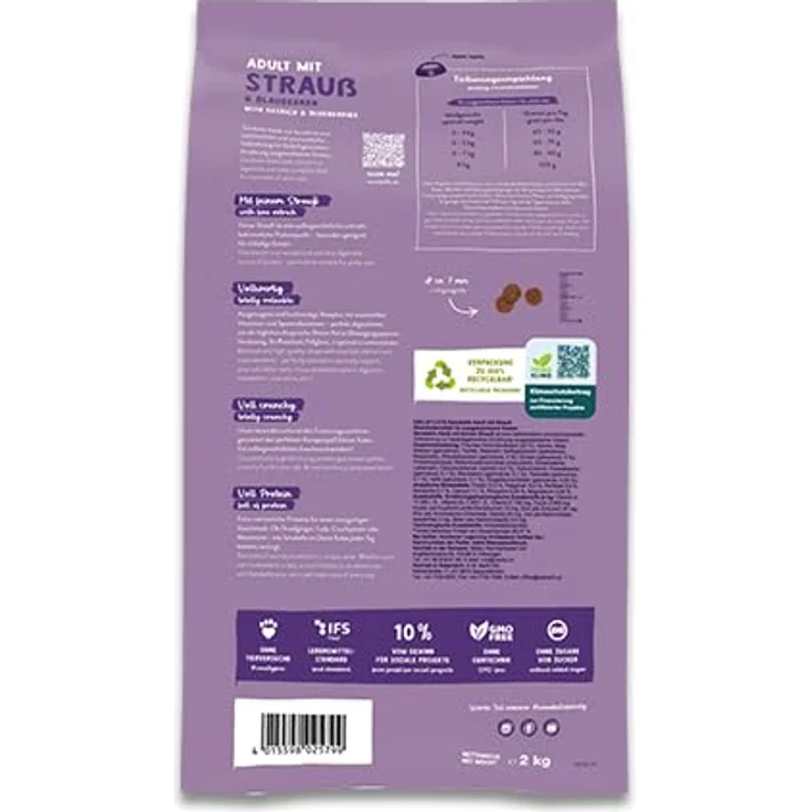 Sanabelle Trockenfutter Katze Adult mit Strauß, 2 kg - hoher Fleischanteil, leicht verdaulich, knusprige Kroketten, ohne Zucker und künstliche Zusatzstoffe – Bild 2