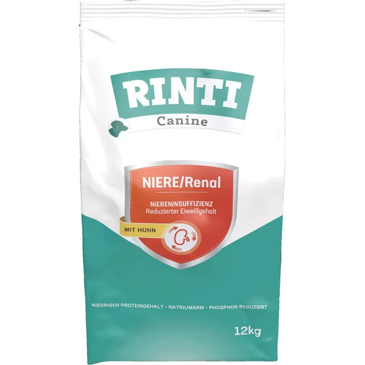 Rinti Canine Niere/Renal Huhn, Diät-Trockenfutter für Hunde zur Unterstützung der Nierenfunktion, 12kg
