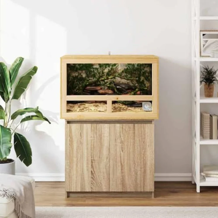 vidaXL Terrarium Braun 80 x 50 x 50 cm, OSB, Robuste Bauweise, Ideal für Reptilien und Nagetiere, Langlebig und Rustikal – Bild 5
