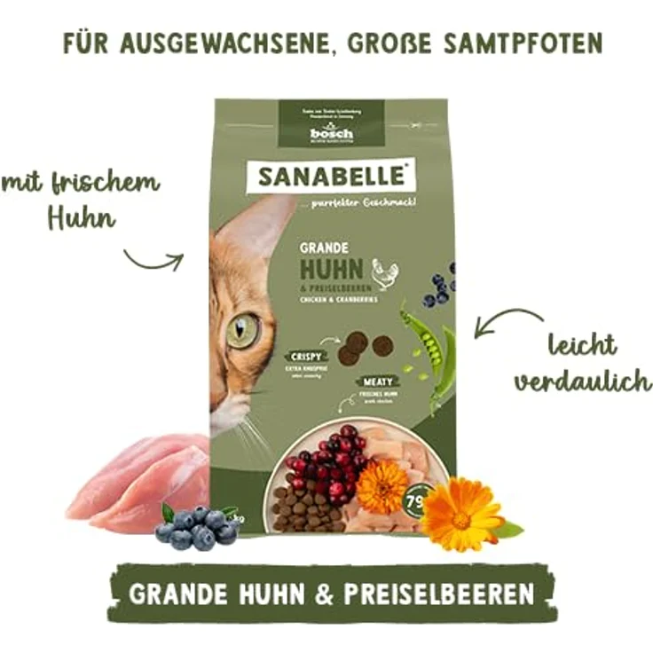 Sanabelle Grande Huhn, Trockenfutter für große Katzen, 8 kg, ausgewogene Vollnahrung – Bild 5