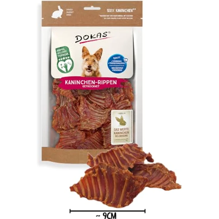 DOKAS Kaninchen-Rippen, Getreidefreier Premium Natursnack für Hunde aus 100% Kaninchen mit Knochen, 1 x 100 g – Bild 2