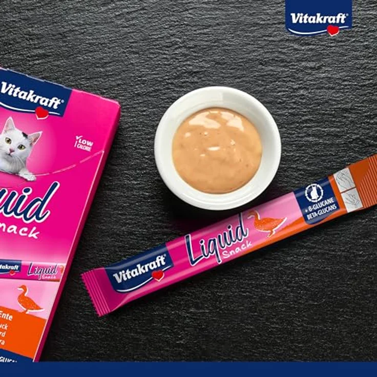 Vitakraft Liquid Snack, cremige Katzenleckerlis mit Ente und Beta-Glucanen zur Verbesserung der Immunabwehr, 6x 15g Sachets – Bild 3