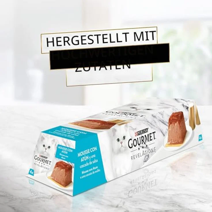 Gourmet Purina Revelations Mousse mit Sauce, Katzen-Nassfutter für Thunfisch, 6 Packungen mit 24 Pyramiden, 57 g each, 100% ausgewogenes Futter – Bild 4