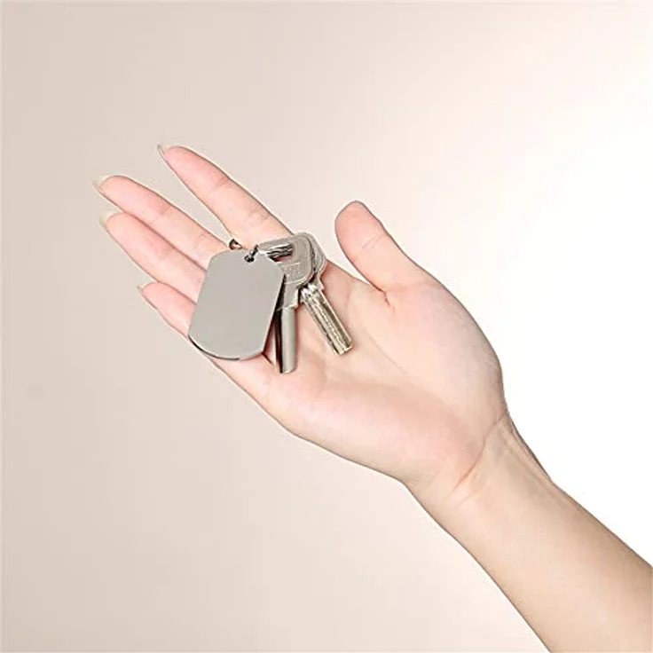 KBNSUIAN Personalisierte Notfall Haustier Alarm Schlüsselanhänger aus Edelstahl, gravierbare ID mit Telefonnummer und Adresse, sicher und wasserdicht, 49x28mm – Bild 4