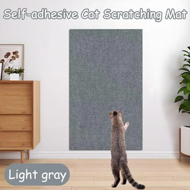 Xynovate Kratzmatte Selbstklebend für Katzen, DIY Kratzbrett in Hellgrau, 40x200cm, reißfeste Polyesterfaser mit starkem Kleber, idealer Kratzschutz für Möbel und Wände – Bild 4