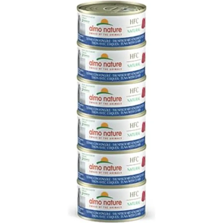 Almo Nature HFC Natural Nassfutter für Katzen, Thunfisch & Muscheln, 100% natürlich, glutenfrei, 6 x 70g