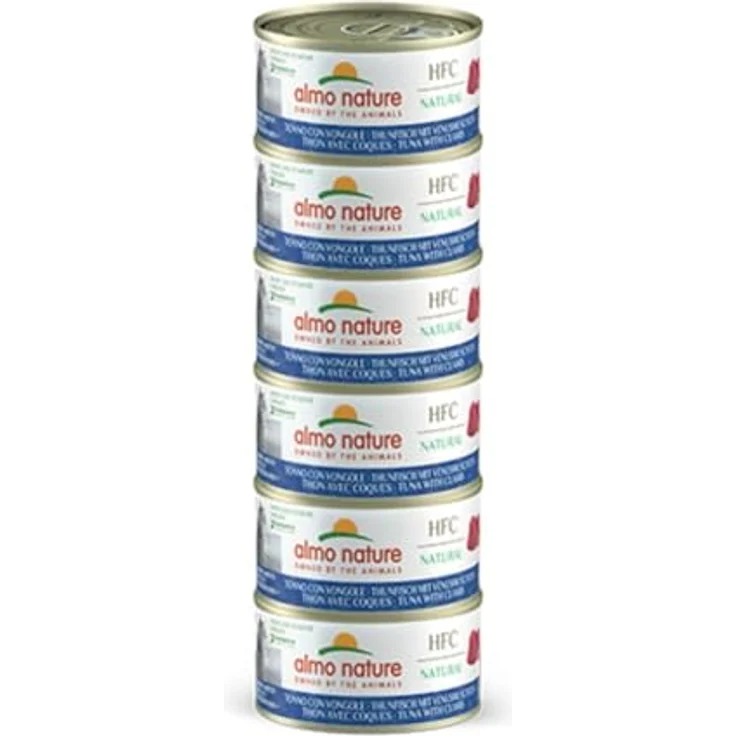 Almo Nature HFC Natural Nassfutter für Katzen, Thunfisch & Muscheln, 100% natürlich, glutenfrei, 6 x 70g – Bild 1