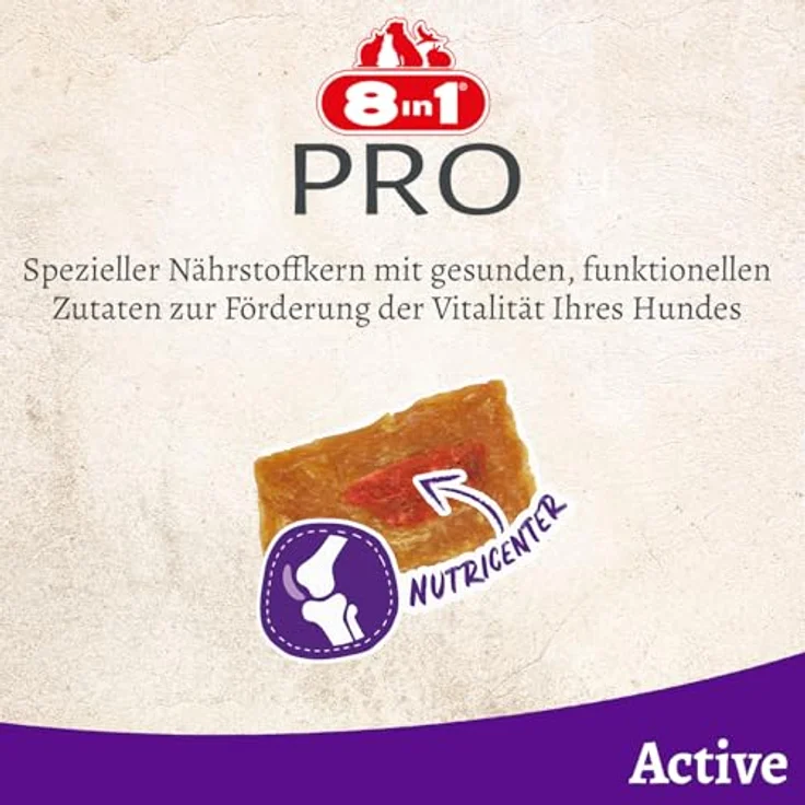 8in1 Pro Fillets Active, Hunde-Snack mit Hähnchen, fettarm und proteinreich, mit Chondroitin und Glucosamin für gesunde Knochen und Gelenke, 200g Beutel – Bild 2