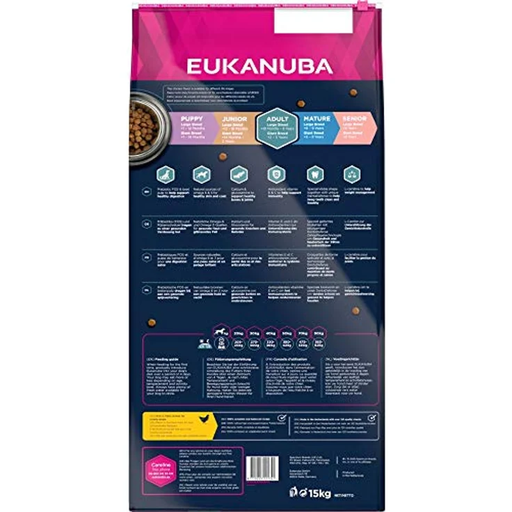 Eukanuba Hundefutter mit frischem Huhn für große Rassen, Premium Trockenfutter für ausgewachsene Hunde, 15 kg, mit Glucosamin und Omega-Fettsäuren – Bild 2