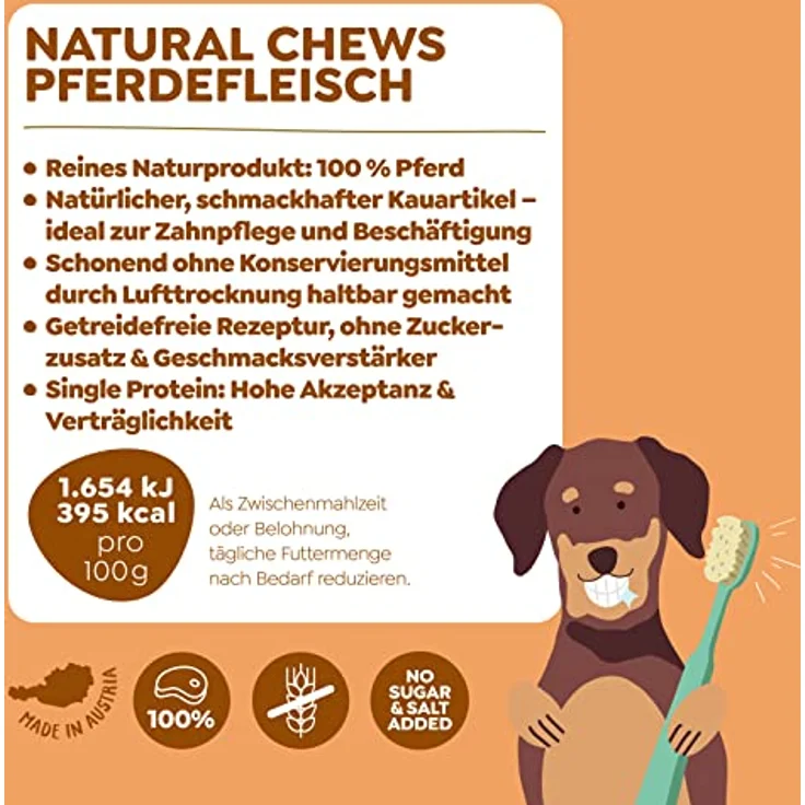 WOW! Dog Pferdefleisch getrocknet, natürlicher Single-Protein-Hundesnack zur Zahnreinigung, 250g – Bild 3